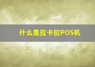 什么是拉卡拉POS机