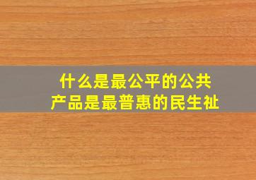 什么是最公平的公共产品是最普惠的民生祉