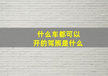 什么车都可以开的驾照是什么