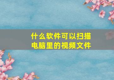 什么软件可以扫描电脑里的视频文件