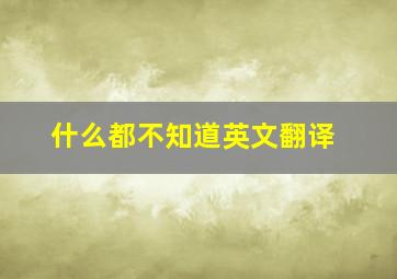 什么都不知道英文翻译