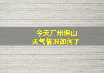 今天广州佛山天气情况如何了