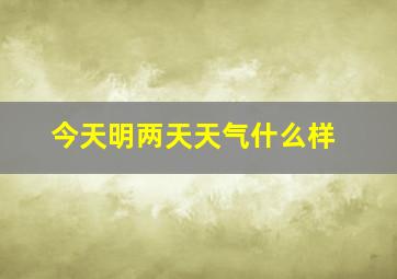 今天明两天天气什么样