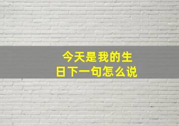 今天是我的生日下一句怎么说