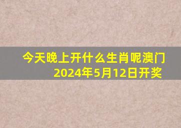 今天晚上开什么生肖呢澳门2024年5月12日开奖