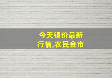 今天锡价最新行情,农民金市