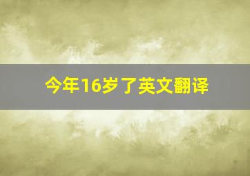 今年16岁了英文翻译