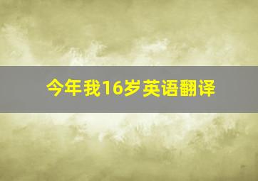 今年我16岁英语翻译