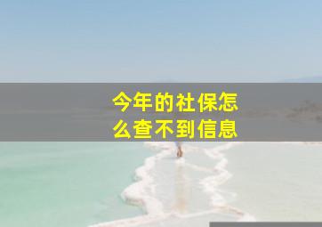 今年的社保怎么查不到信息