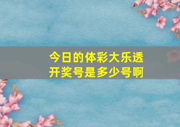 今日的体彩大乐透开奖号是多少号啊