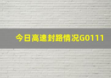 今日高速封路情况G0111