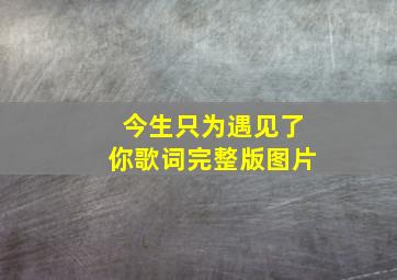 今生只为遇见了你歌词完整版图片