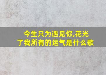 今生只为遇见你,花光了我所有的运气是什么歌