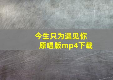 今生只为遇见你原唱版mp4下载