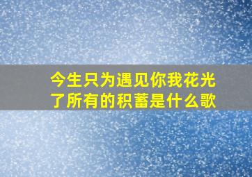 今生只为遇见你我花光了所有的积蓄是什么歌