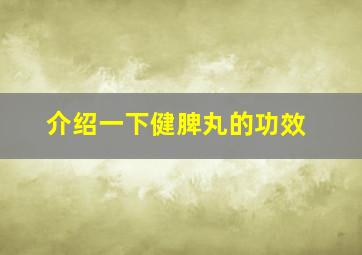 介绍一下健脾丸的功效