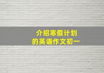 介绍寒假计划的英语作文初一