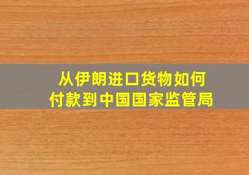 从伊朗进口货物如何付款到中国国家监管局