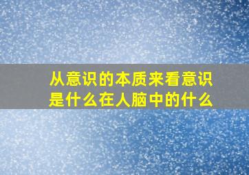 从意识的本质来看意识是什么在人脑中的什么