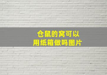 仓鼠的窝可以用纸箱做吗图片