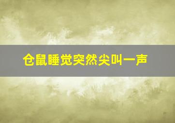 仓鼠睡觉突然尖叫一声