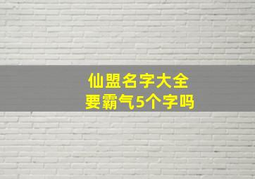 仙盟名字大全要霸气5个字吗