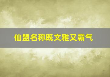 仙盟名称既文雅又霸气