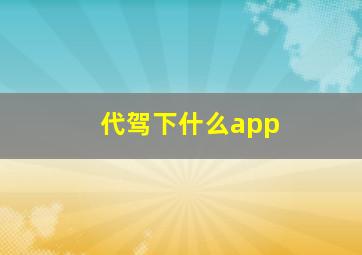 代驾下什么app