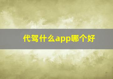 代驾什么app哪个好