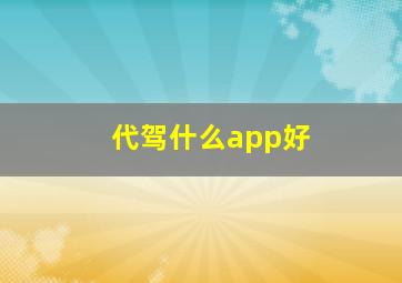 代驾什么app好