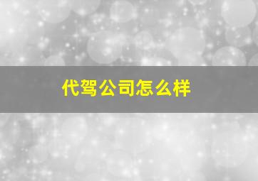 代驾公司怎么样