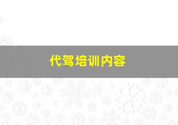 代驾培训内容