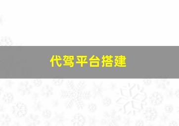 代驾平台搭建