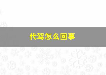 代驾怎么回事