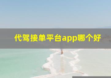 代驾接单平台app哪个好