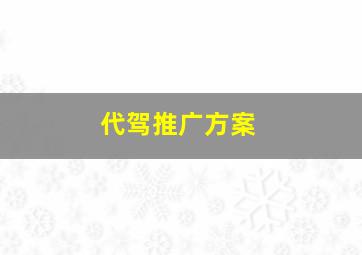 代驾推广方案