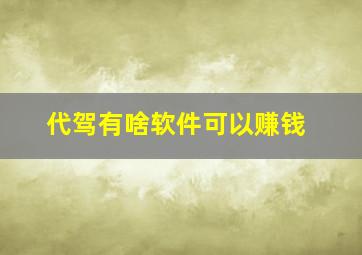 代驾有啥软件可以赚钱