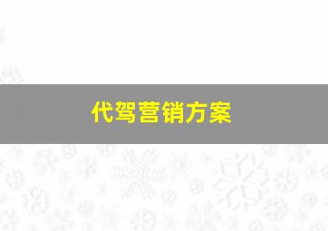 代驾营销方案