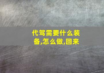 代驾需要什么装备,怎么做,回来