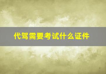 代驾需要考试什么证件