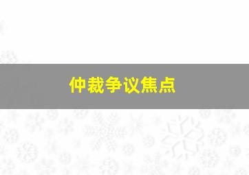 仲裁争议焦点