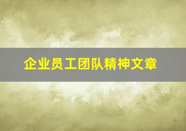 企业员工团队精神文章