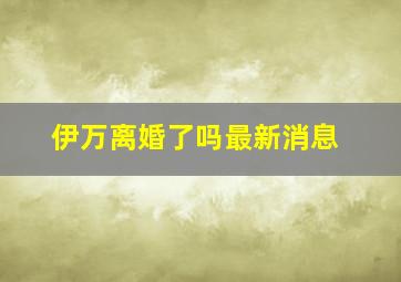 伊万离婚了吗最新消息