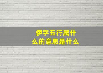 伊字五行属什么的意思是什么