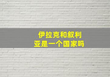 伊拉克和叙利亚是一个国家吗