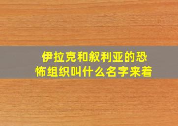 伊拉克和叙利亚的恐怖组织叫什么名字来着