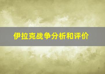 伊拉克战争分析和评价