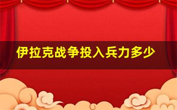 伊拉克战争投入兵力多少