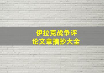 伊拉克战争评论文章摘抄大全