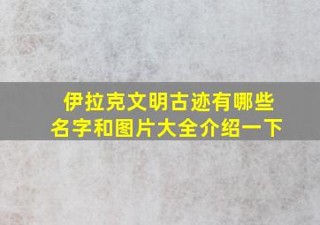 伊拉克文明古迹有哪些名字和图片大全介绍一下